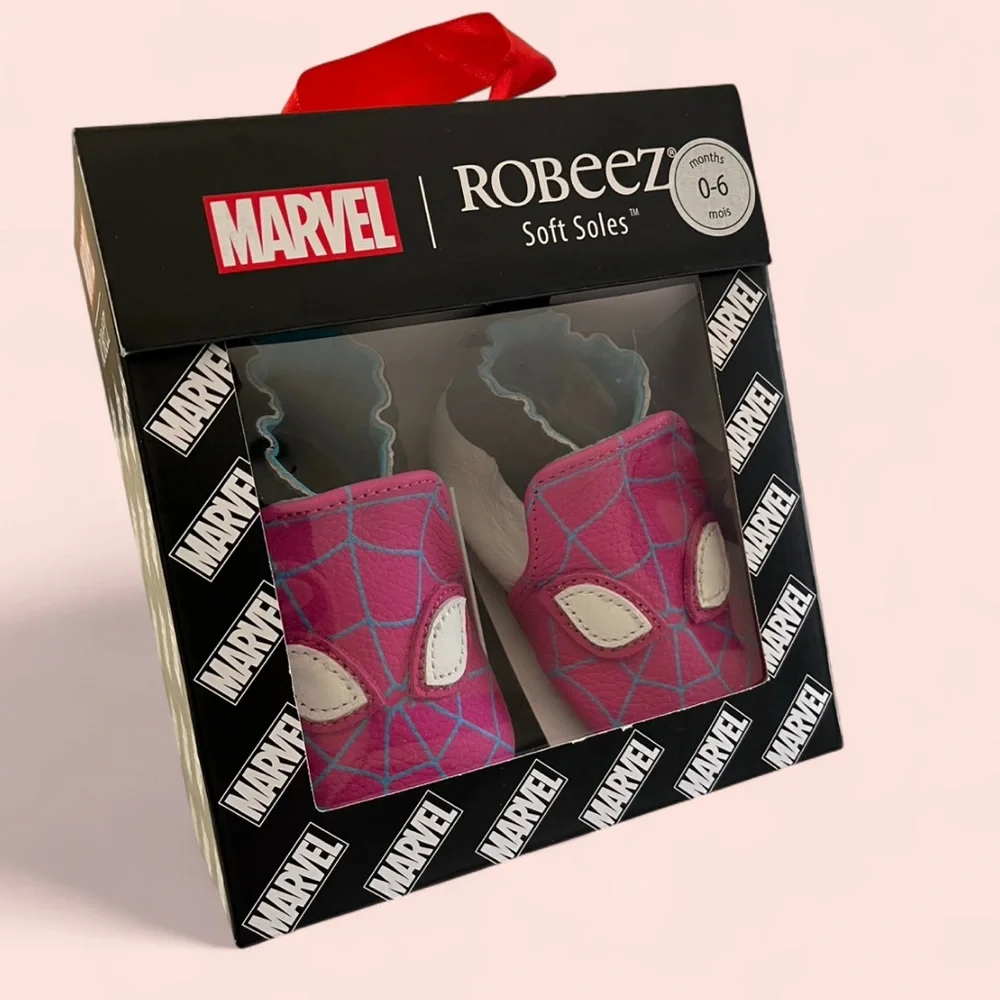 Robeez Marvel Spider-Man Soft Soles Baby Shoes - Pink Ghost-Spider (0-6 Months)